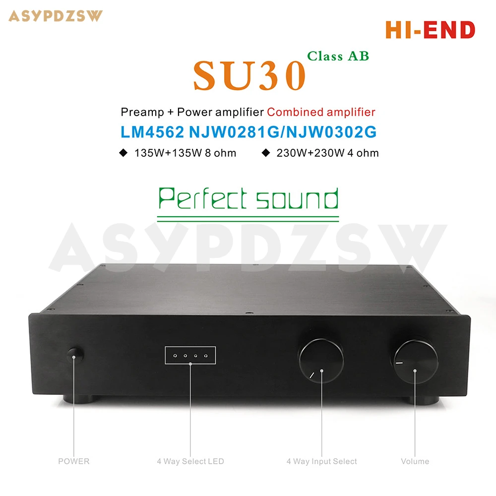 

Усилитель мощности HIFI SU30 LM4562 NJW0281G/NJW0302G класса AB, комбинированный усилитель с 4-полосным входным SPK-защитой