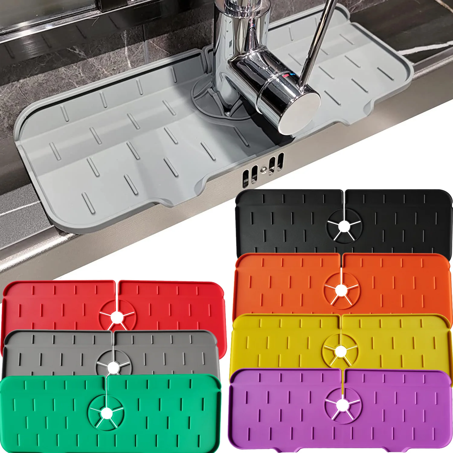 

Kitchen Faucet Absorbent Mat Sink Splash Guard Silicone Splash Catcher Countertop Protector for Bathroom Kitchen Gadgets