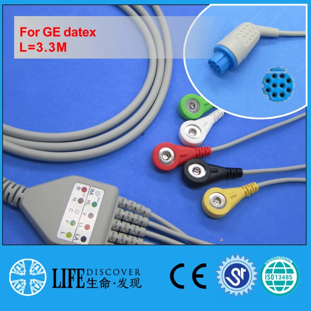 Цельный кабель ЭКГ с 5 кнопками для монитора пациента GE Datex
