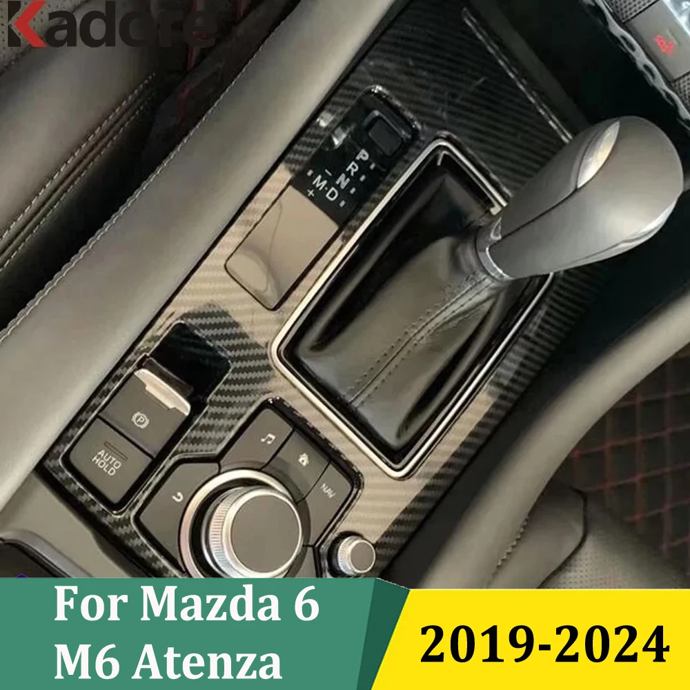 

Для Mazda 6 Atenza 2019-2022 2023 2024, внутренняя крышка панели переключения передач из углеродного волокна, декоративная отделка автомобиля, аксессуары для стайлинга автомобилей
