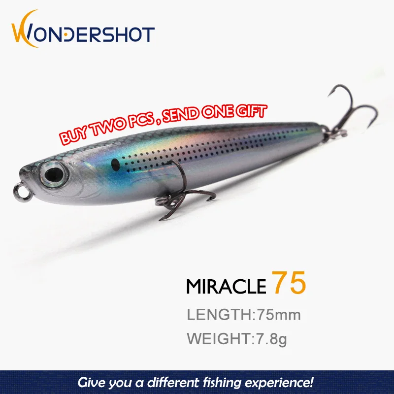 Wondershot D01 Sparrow 75 мм, 7,8 г, карандаш с лучшей поверхностью окуня, кренкбейты, приманка для рыбалки, приманка, плавающие воблеры, искусственная приманка Wondershot D01 Sparrow 75 мм, 7,8 г, карандаш с лучшей поверхностью окуня, кренкбейты, приманка для рыбалки, приманка, плавающие воблеры, искусственная приманка