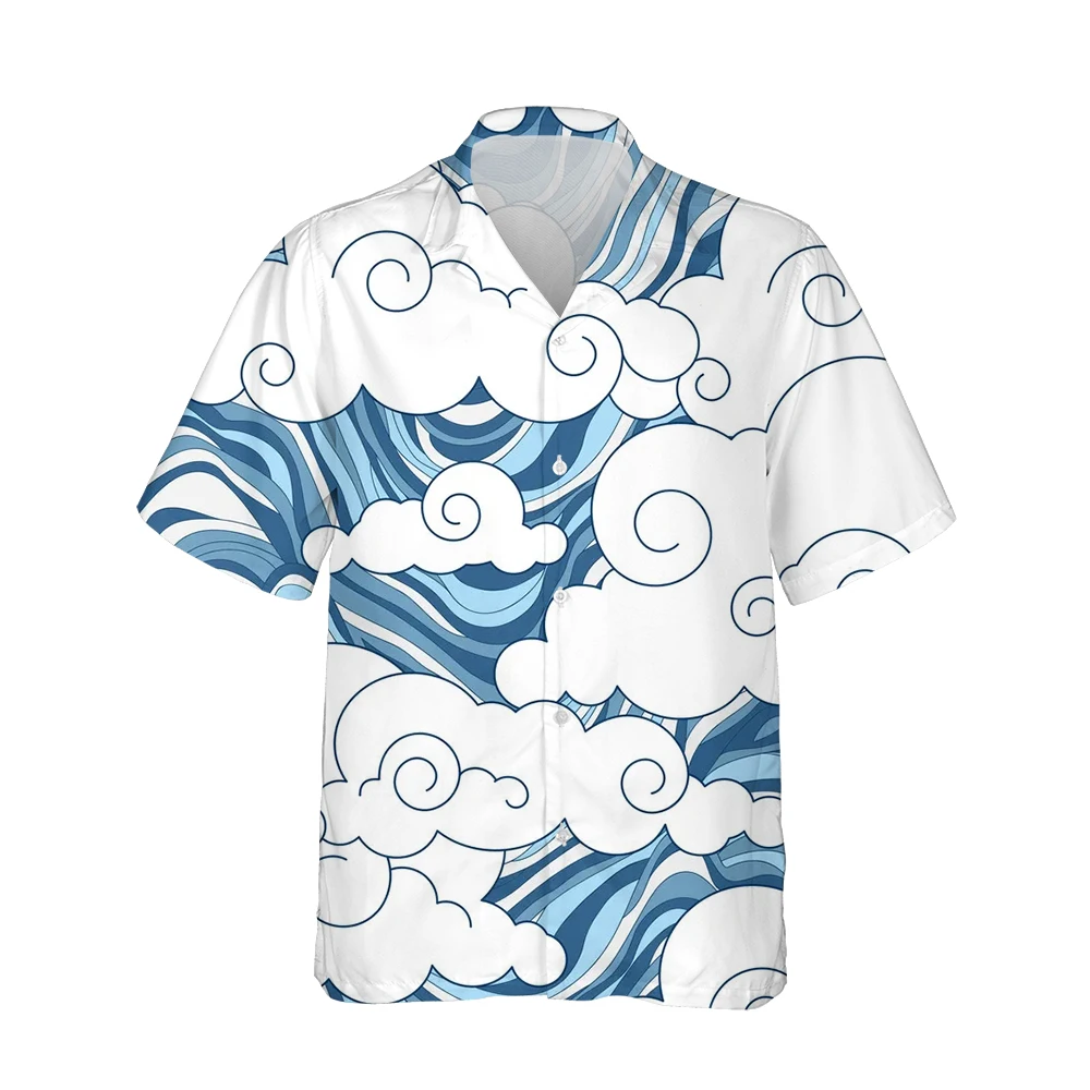 

Jumeast 3d Vintage Cloud Printed Hawaiian Shirt Men Short Sleeve Chinese Dragon Lucky Clouds Shirts Casual Loose Oversized Tops