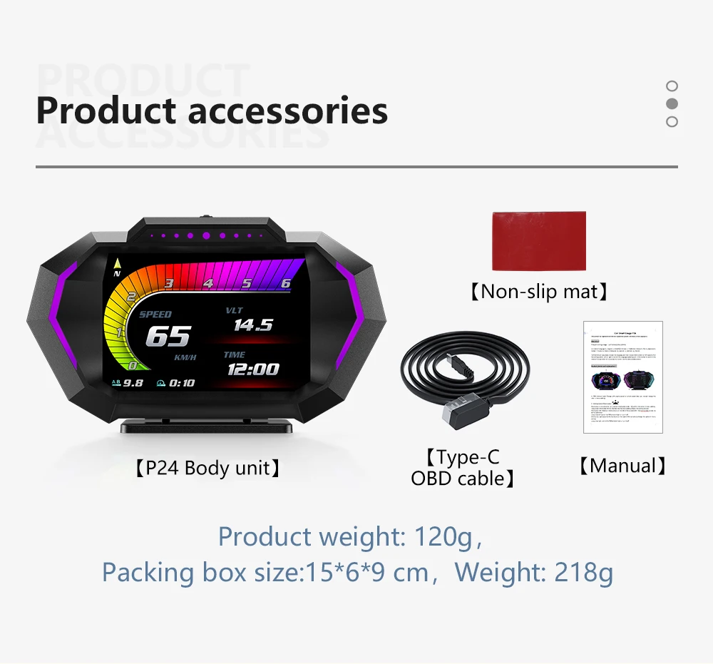 

OBD + GPS P24 HUD Автомобильный проекционный дисплей на борту Компьютер Цифровой спидометр Температура воды Расход топлива Измеритель наклона Время на заказ