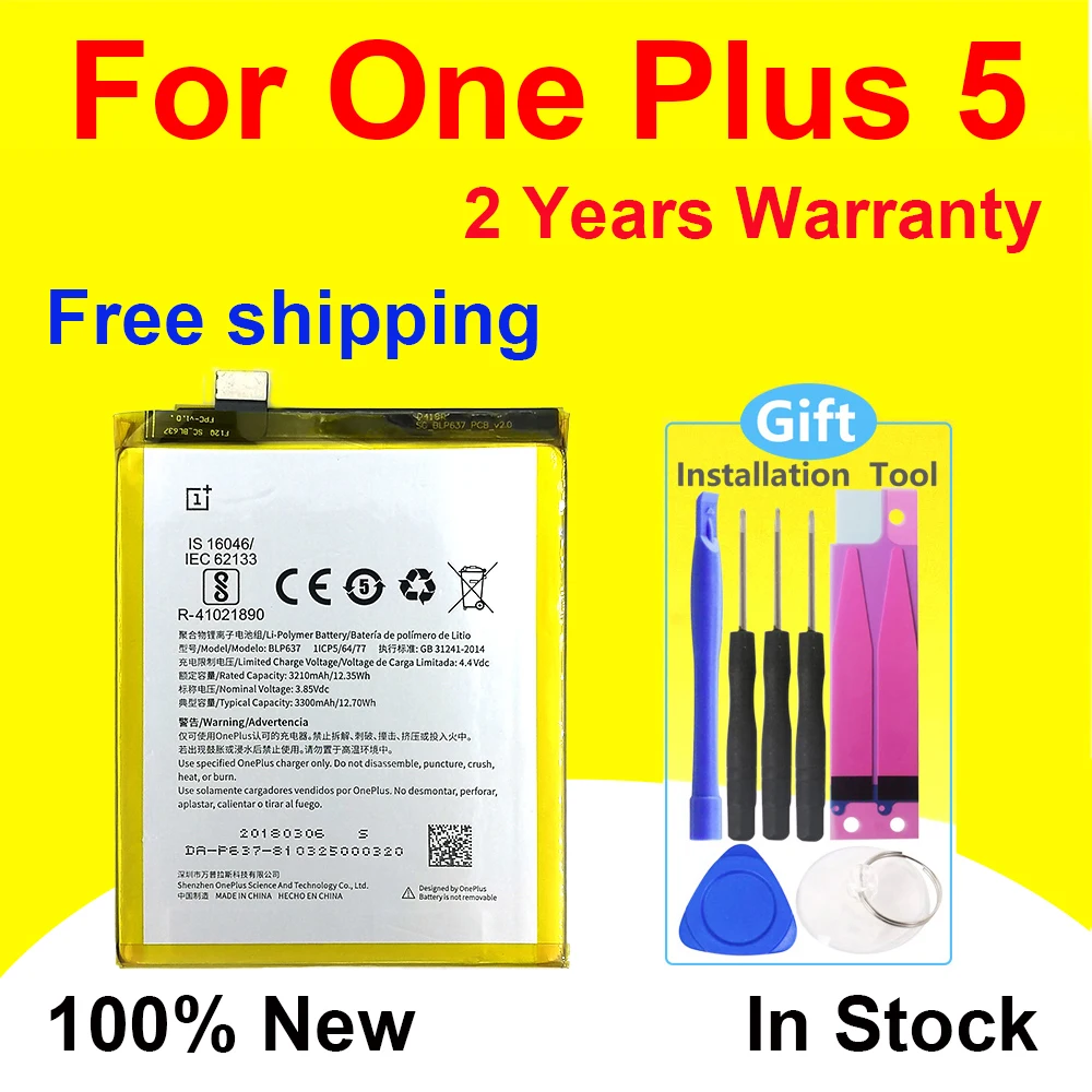 Бесплатная доставка 100% Новый BLP637 3210 мАч Высококачественный аккумулятор для телефона OnePlus 5 One Plus 5 Быстрая доставка с бесплатными инструментами
