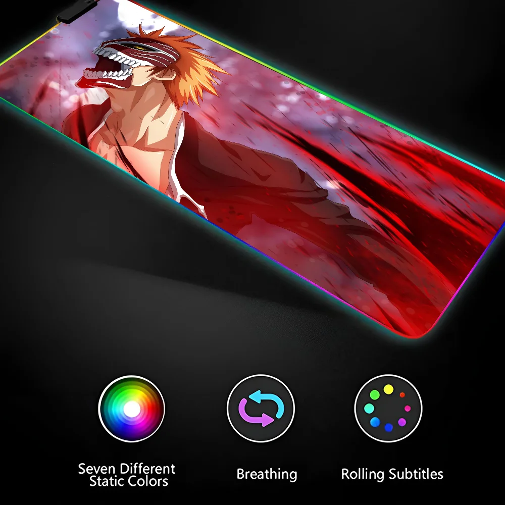 1 шт. отбеливатель Ichigo Bankai напольный коврик XXL RGB игровые коврики для мыши HD черная