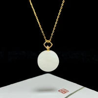 shilovem 18k yellow gold natural white jasper pendants christmas gift fine jewelry plant wedding no necklace yzz15152258hby