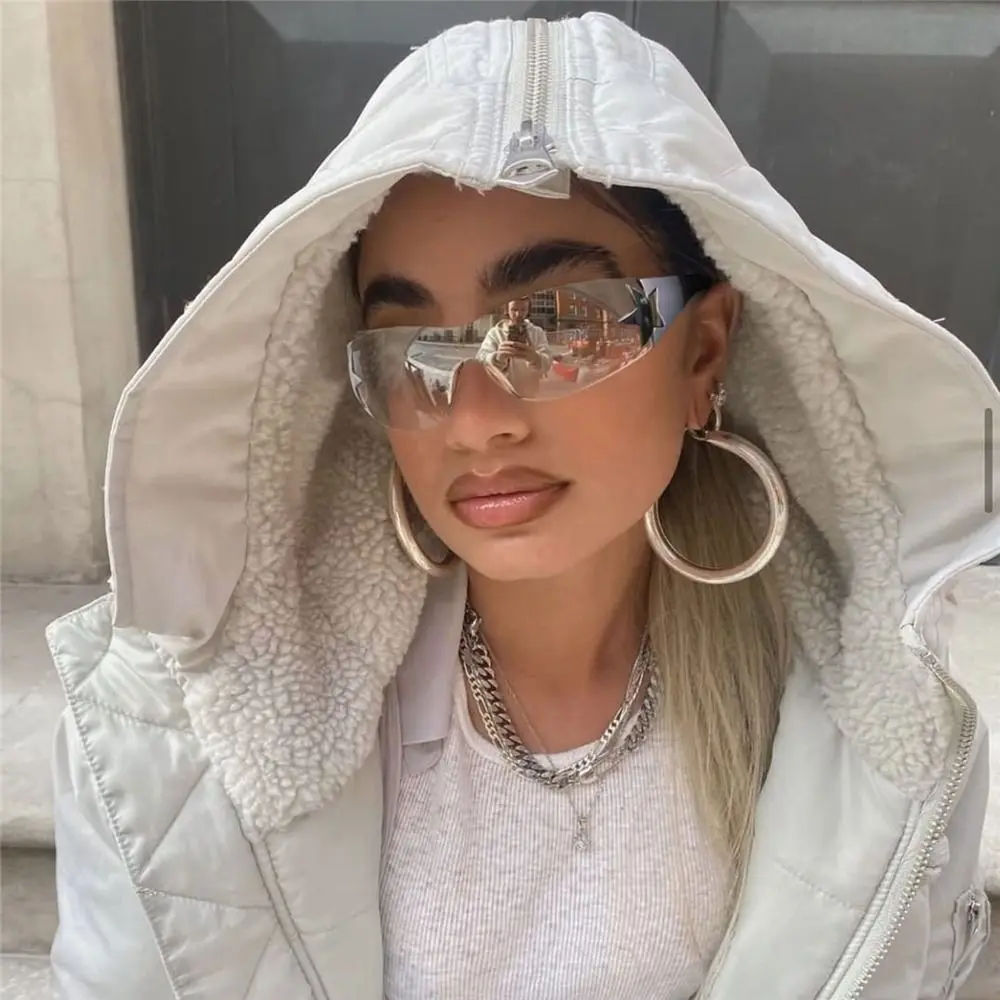 Rimless Punk One Piece Sunglasses Goggle New Y2k Luxury Brand Sports Shades Sun Glasses UV400 Female Designer Five Star Eyewear 2 Rimless Punk One Piece Sunglasses Goggle New Y2k Luxury Brand Sports Shades Sun Glasses UV400 Female Designer Five Star Eyewear 2