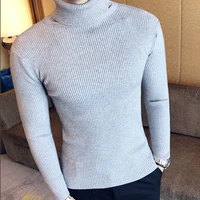 slim fit mens turtleneck sweaters autumn winter warm pullover jumpers crochet knitted high collar sweaters solid color