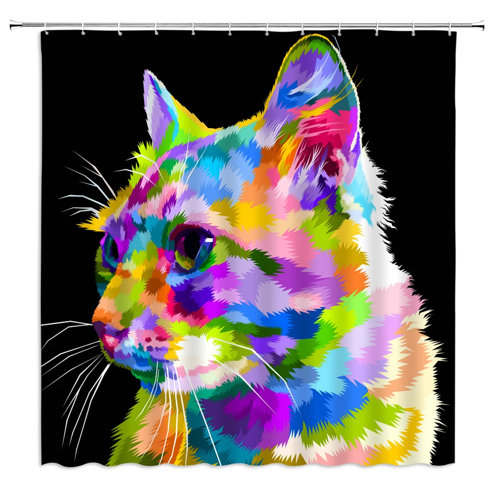 Занавеска для душа с 3D рисунком милого кота занавеска ванной из красочного