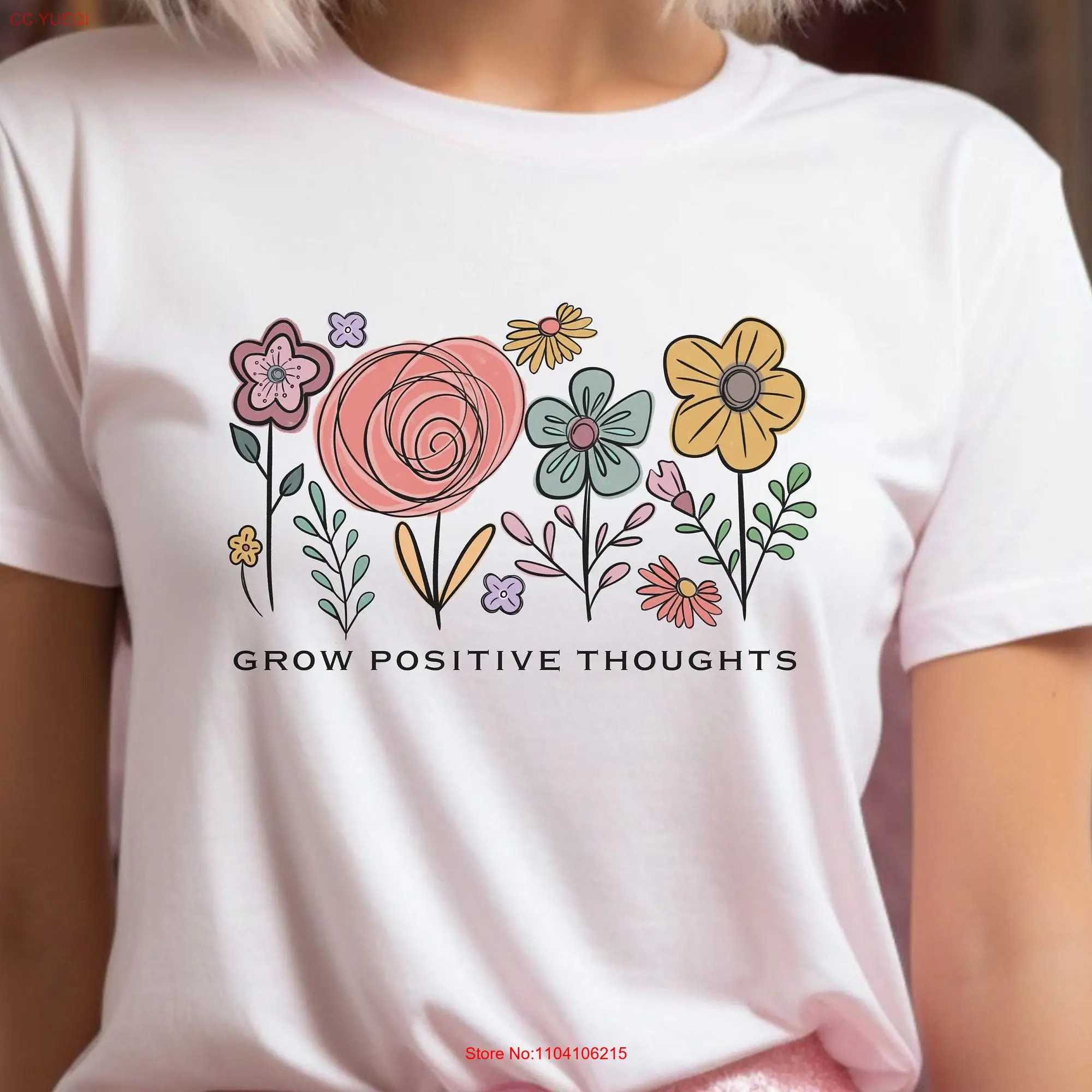 Футболка с цветочным принтом вырасти позитивных мыслей вдохновляющий рост набор