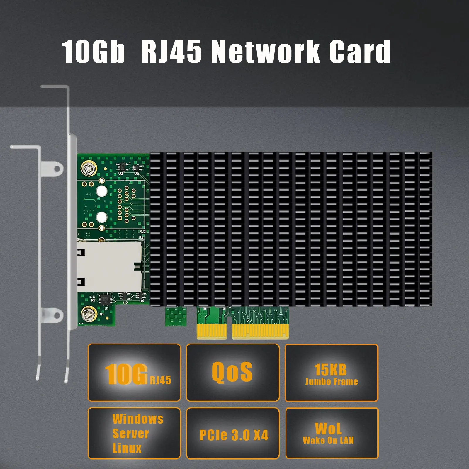 Фото Сетевая карта Ethernet 10G RJ45 с контроллером Intel X550, интерфейсом PCIE 3.0 X4 №2