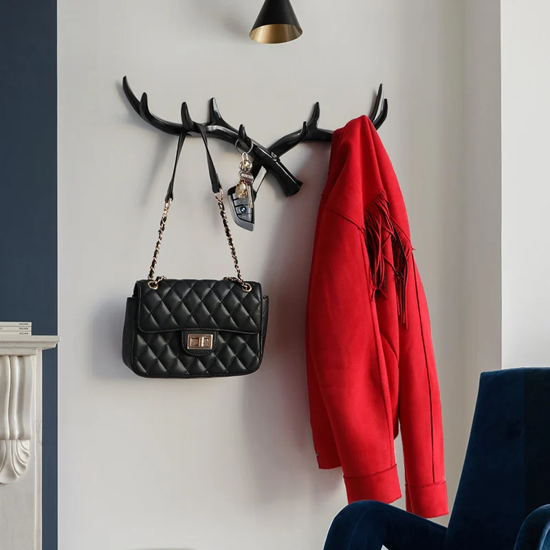Resin Deer Horn Nordic Hook hanger Wall For Keys Holder Hat Coat Home wall decorative clothes Hanger Hooks towel |