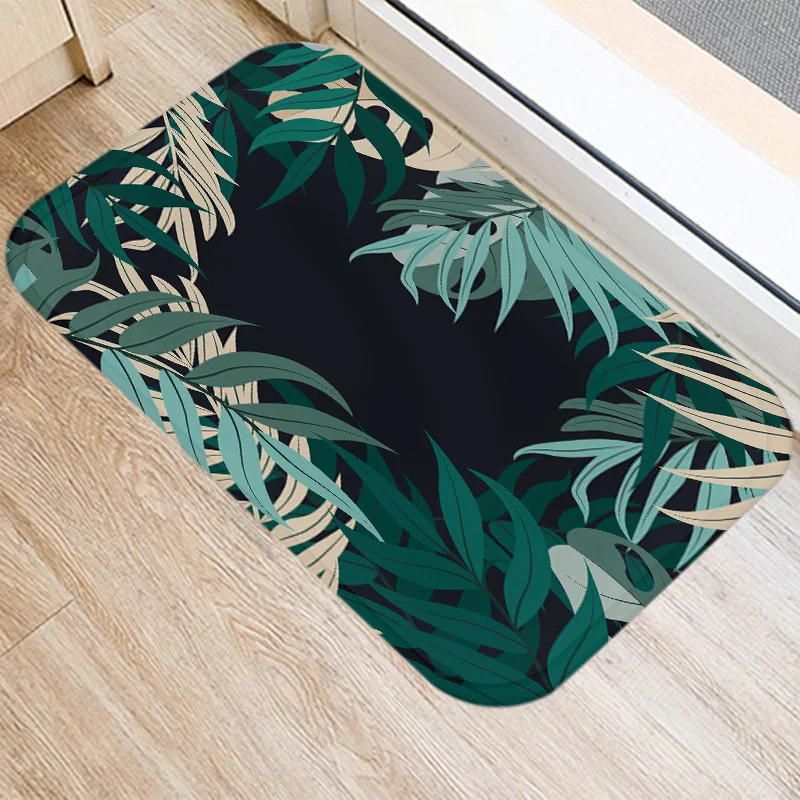 

Tropical Palm Leaf Cactus Monstera Pattern Home Decor Door Mat Coral Velvet Carpet Doormat Indoor Floor Mats Anti-Slip Rug 48233