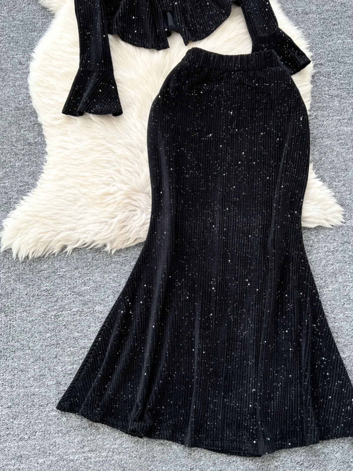 Женские сексуальные комплекты из двух предметов осень-зима сверкающий