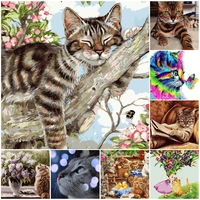 2022 paint girl diy painting by numbers animal cat 40x50cm va 0354 paint with numbers drawing set