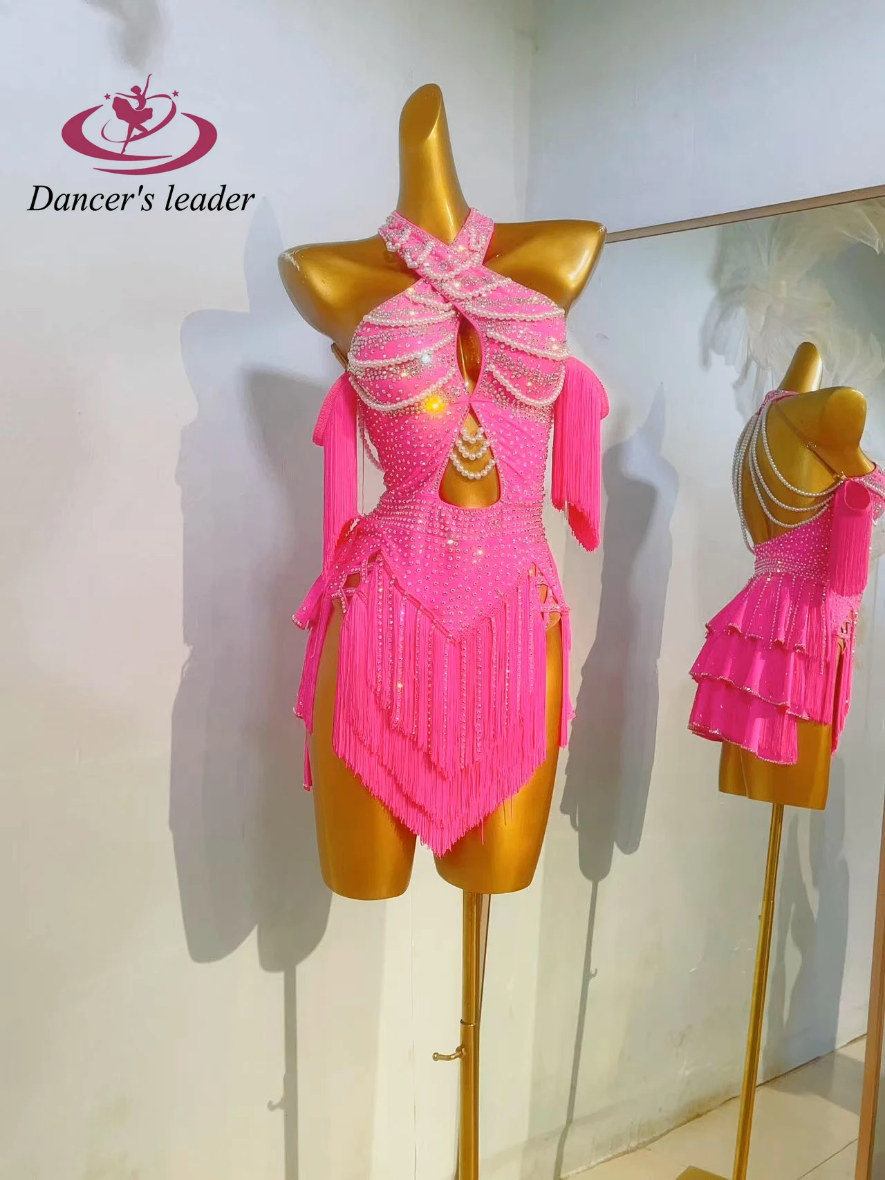 Костюм для латинских танцев женская высококачественная юбка со стразами на