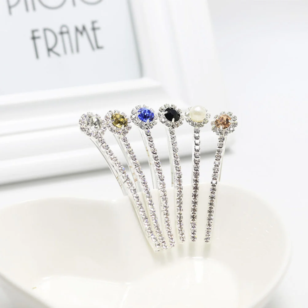 

6 Pcs Hairpins Elegant Beautiful Attractive Drill Hair Clips Bobby Barrettes Hairpin Decoration for Girls