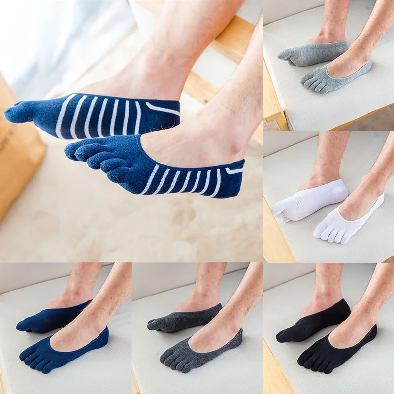 

Носки-лодочки мужские однотонные, хлопковые короткие носки с пятью носками, Модные дышащие удобные Чулочные изделия, летние