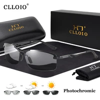 clloio new upgrade photochromic sunglasses men polarized day night driving sun glasses aluminum anti glare chameleon glasses uv