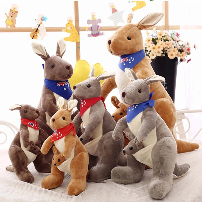 35/45/55cm Kangaroo Mascot Cushion Doll for Children Stuffed Animal for