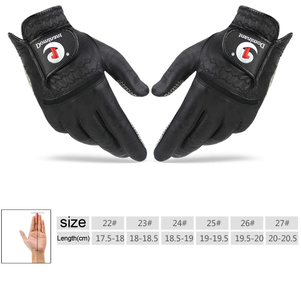 1Pair Men's Golf Gloves Soft Leather Sheepskin Left Right Hand Sport Grip Gloves Anti-skid Beginner Practice Golf Accessories
