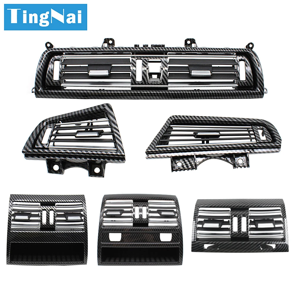 

LHD Quality Carbon Fiber Full Chrome Air Conditioning AC Vent Grille Outlet Cover For BMW 5 Series F10 520 521 523 525 528 530