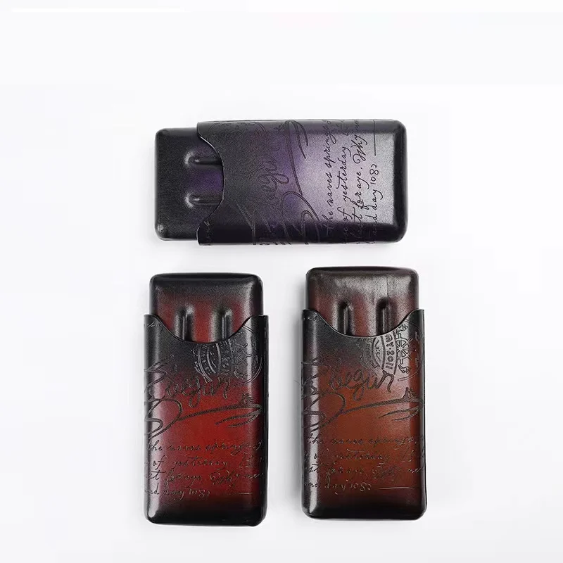 Телячья кожа ручная роспись гравировка хьюмидор кожа фотоупаковка из трех