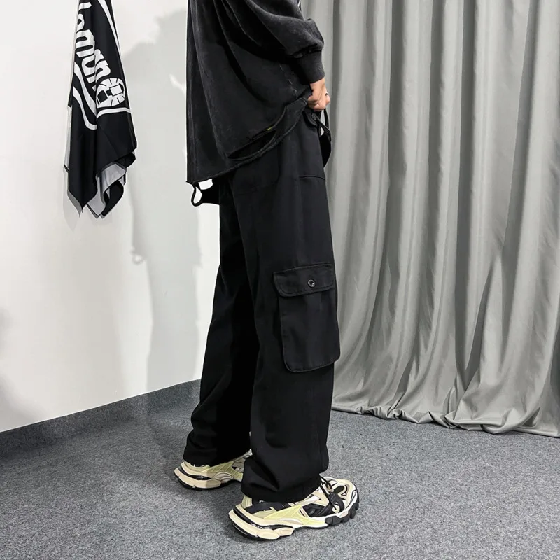 Baggy Jeans Men Fashion Retro Pocket Cargo Jeans Men Japanese Streetwear Hip Hop Loose Straight Denim Pants Mens Trousers S-XL
