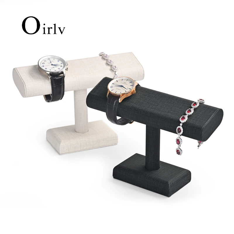 

Oirlv PU Leather T-Shape Watch Display Stand for Men Watch Storage Rack Jewelry Bracelet Bangle Organizer Holder