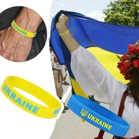 5pcs10pcs ukrainian country flag color silicone elastic bracelets ukraine commemorative wristband bangles gifts car ornaments