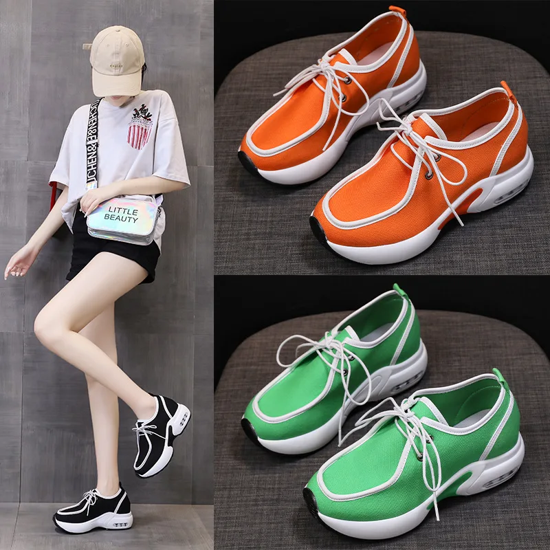 Shoes Women's 2022 Summer Inner Heightening Women's Shoes Wedge Heel Air Cushion Thick Bottom Large Size Fashion Women Sneakers