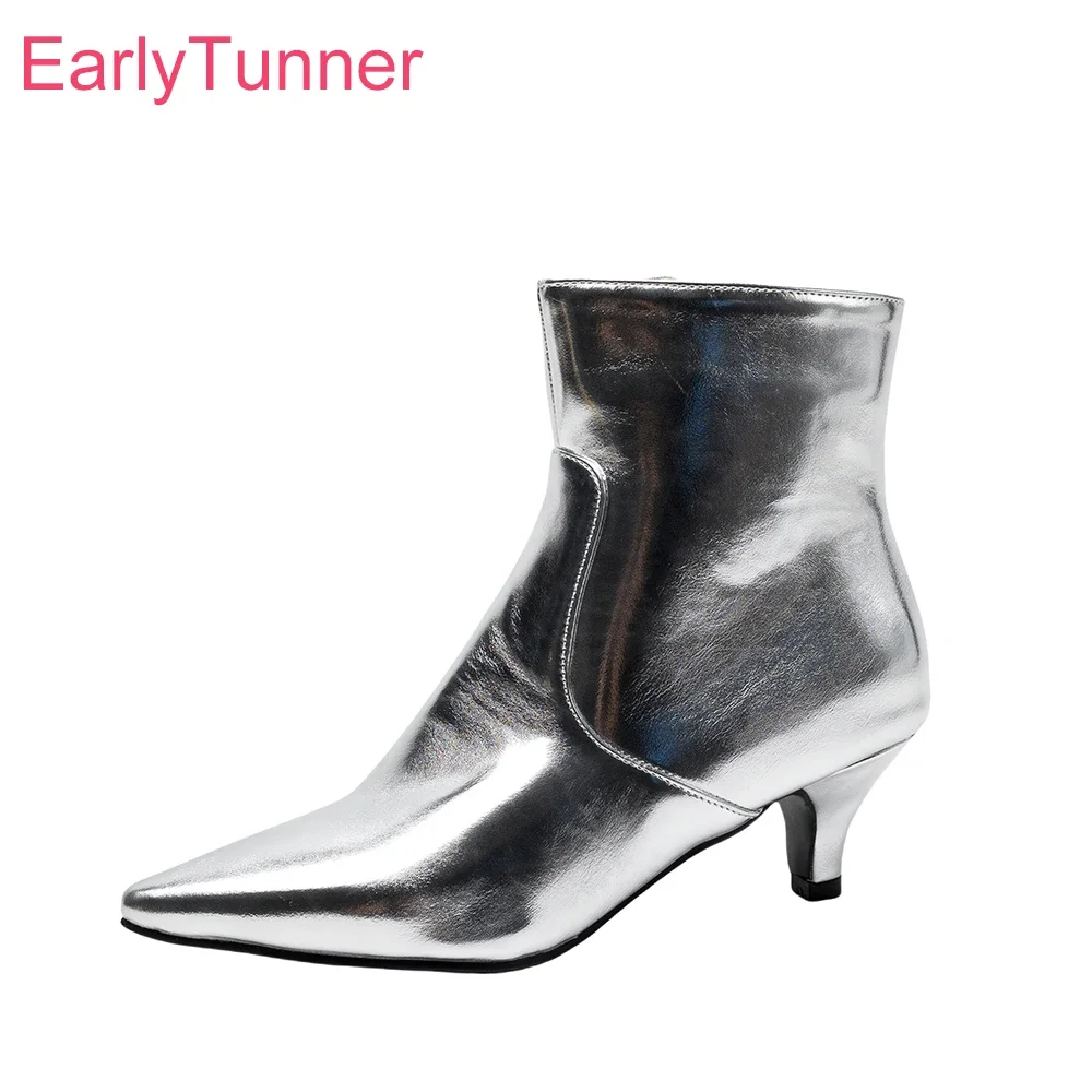 2024 зимние элегантные женские свадебные ботильоны золотого и серебряного цвета