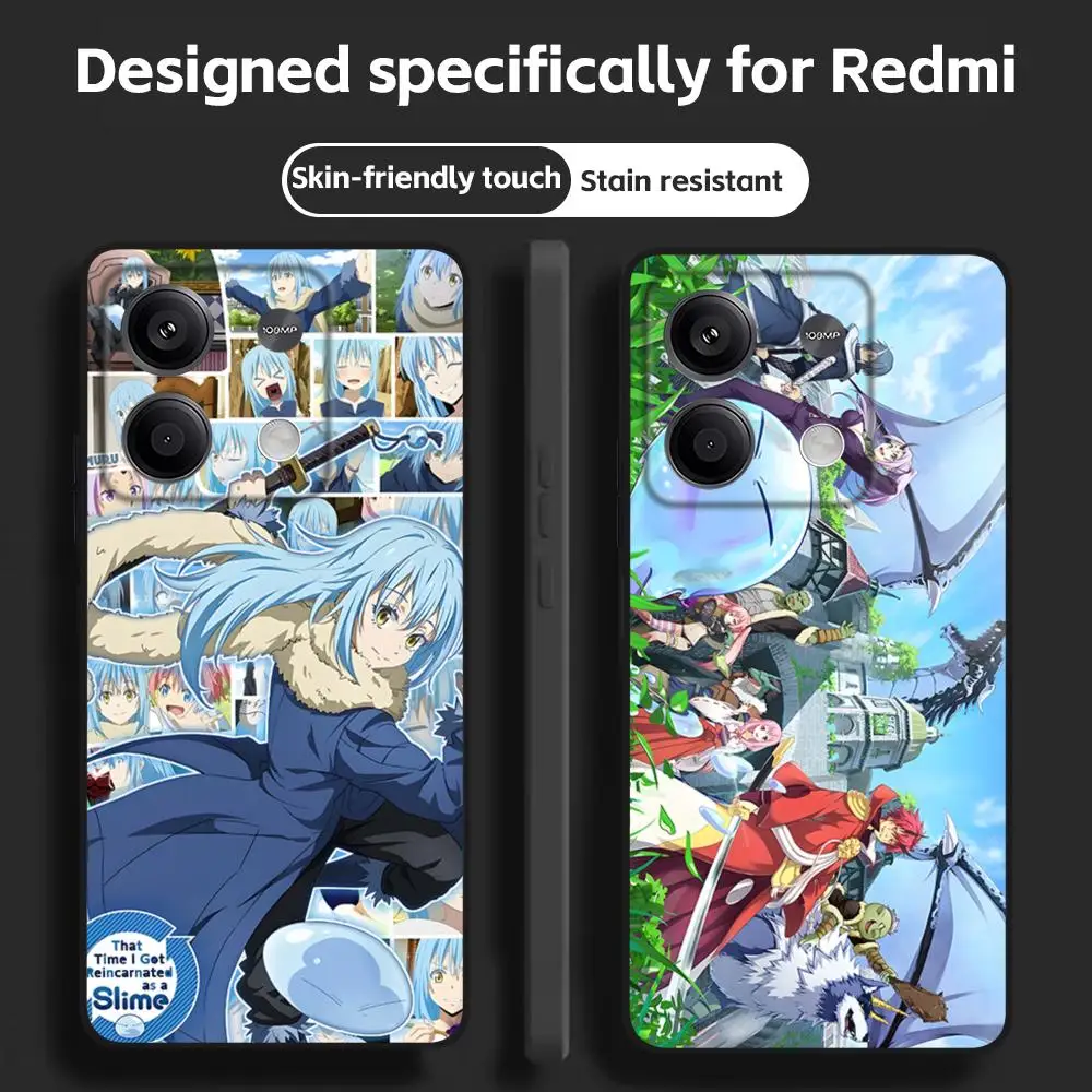 Фото Чехол для телефона Slime Anime Rimuru Tempest для Redmi Note 14 13 12 11 Pro Plus S 5G 14C A3, мягкий черный чехол для телефона №1