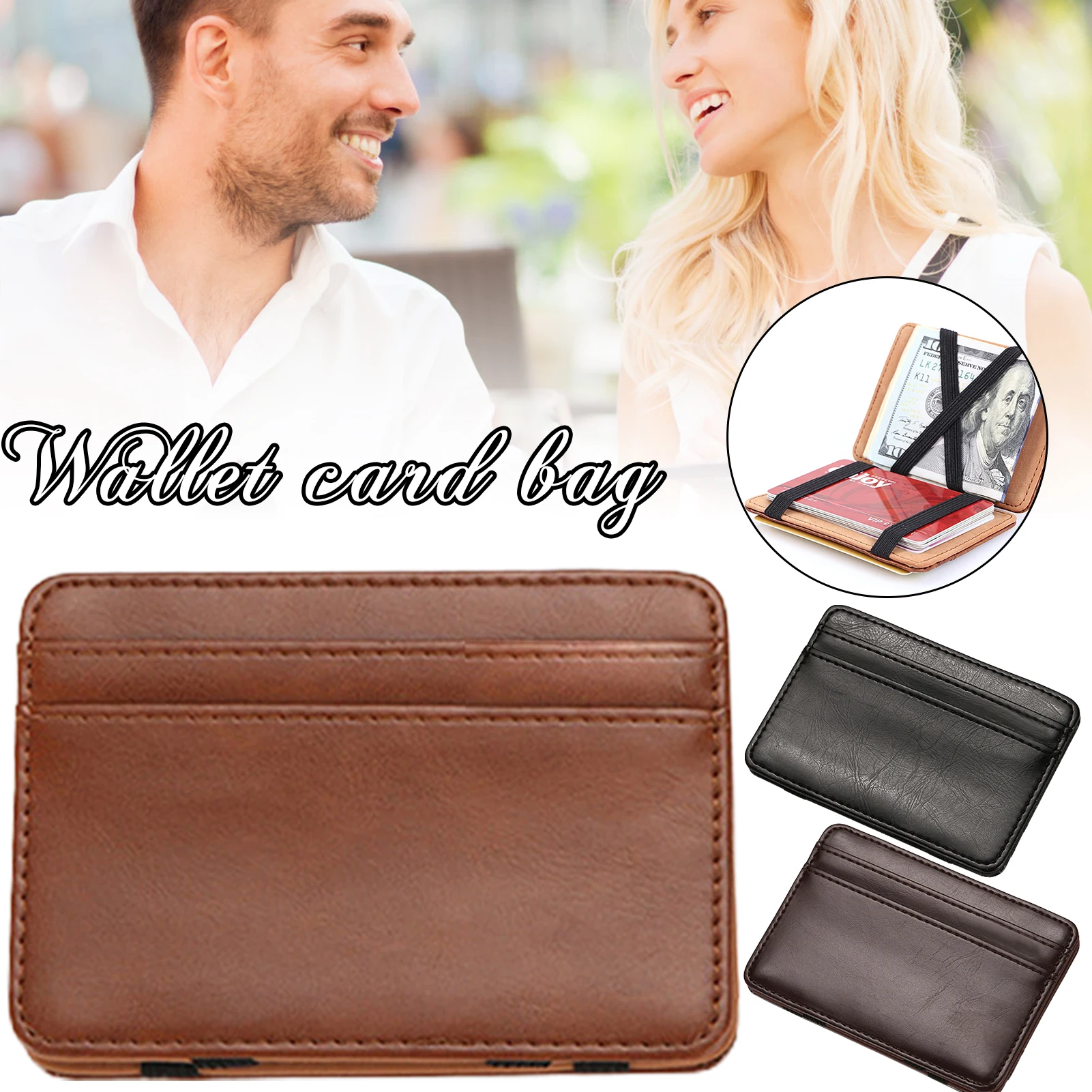 

New Men Slim Wallet with 4 Credit Card Slots PU Leather Bifold Small Purse Compact Small Money Purse Cash Holder