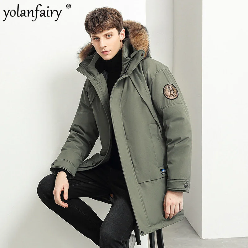 Down Men’s Jacket Mens Jacket 2023 Winter New Midi Long Down Coat Men Large Fur Collar Waterproof Puffer Jackets Veste Homme FCY