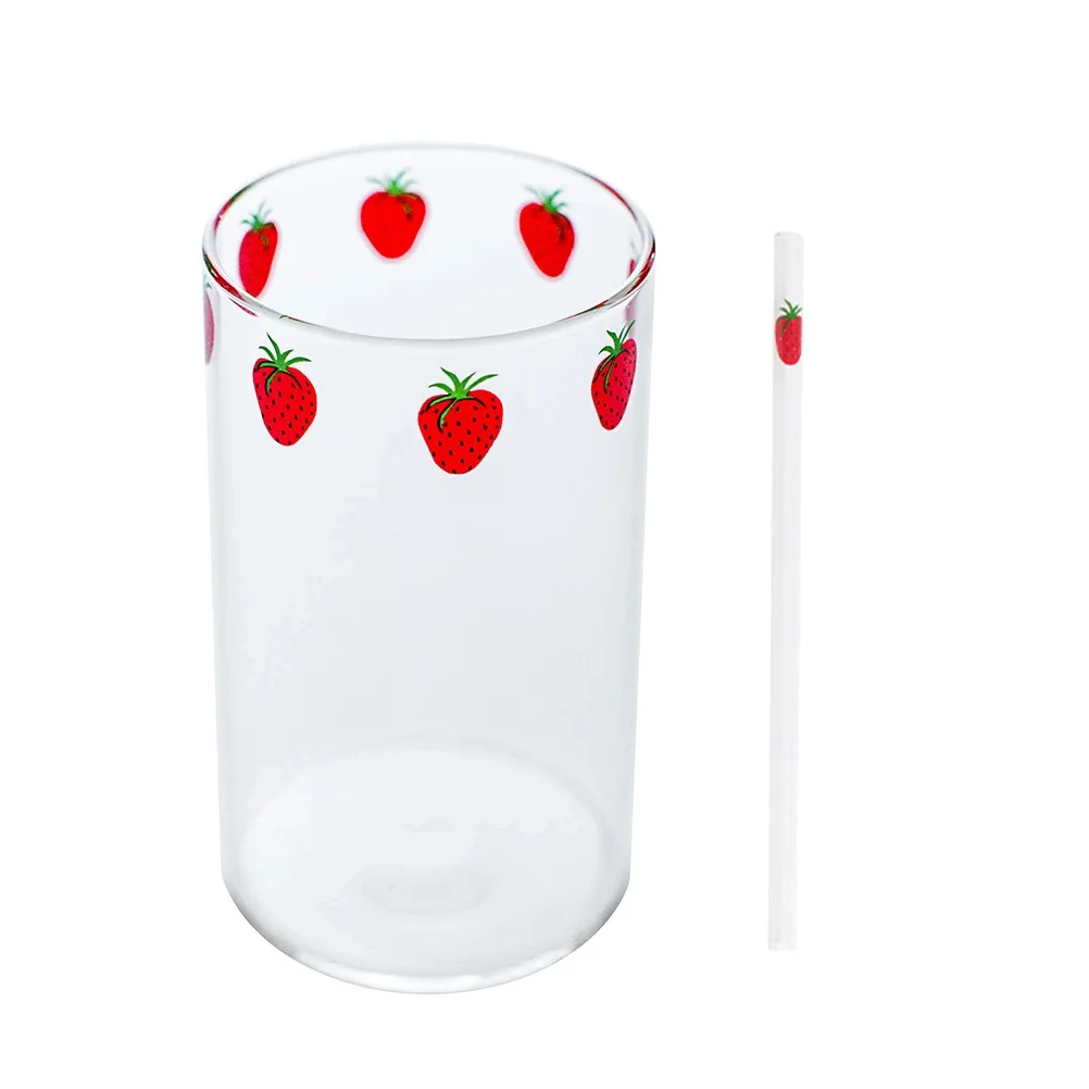 

1 Set Cup 16 Oz Coffee Cups Breakfast Cup Strawberry Glass Cup
