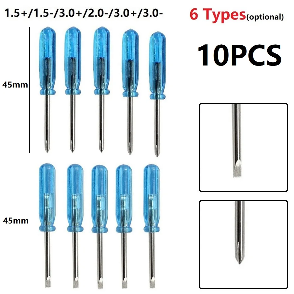 

10pcs Mini Slotted Cross Screwdrivers For X-box Laptop Repair Tool 1.5/2.0/3.0mm Tighten Screws Stainless Steel Plastic