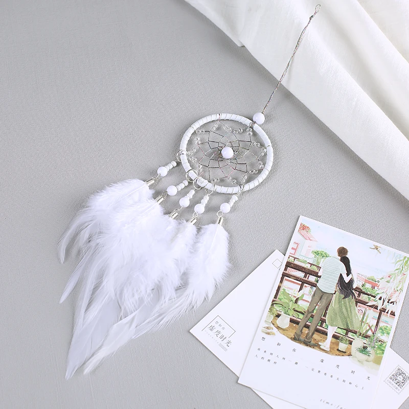 

34cm Creative Mini Feathers Wind Chimes Tassel Catching Monternet Pendant Car Wall Hanging Decoration Dream Catcher Home Crafts