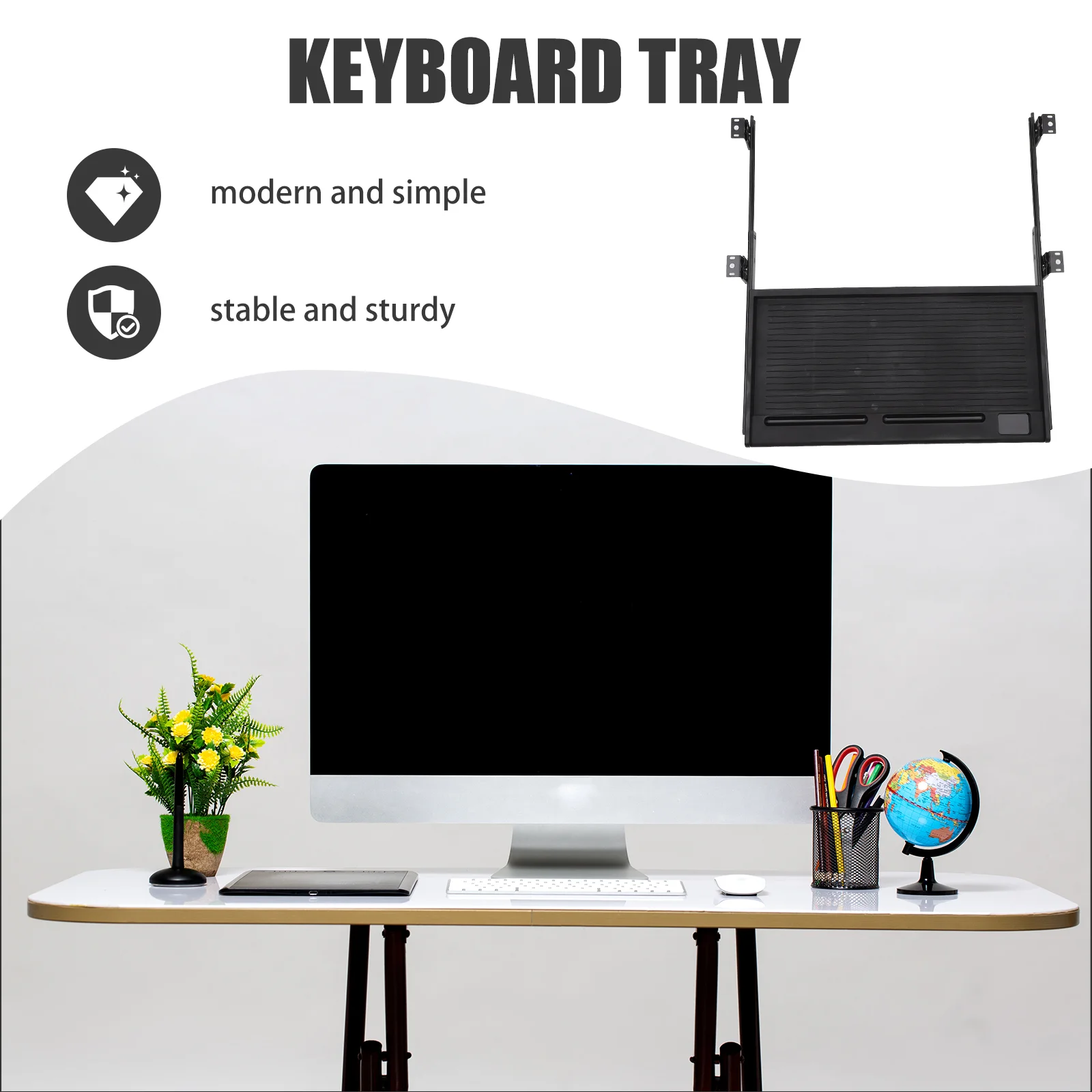 Keyboard Tray Desk Slide Out Sliding under Drawer Rack Stand Pp Pull Holder for
