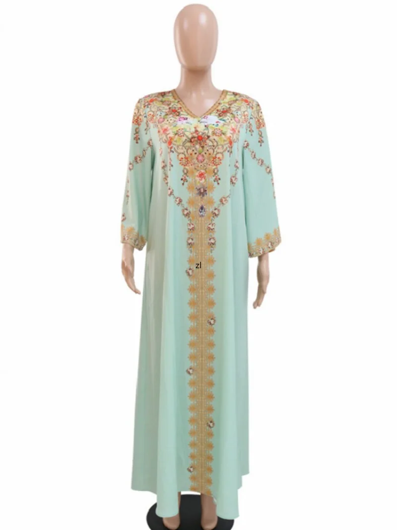 African Muslim Fashion Women Islamic Dress Hijab Arabic Pleated Abaya Dubai Balloon Sleeve With Ribbon Eid Mubarak Turkish Dress
