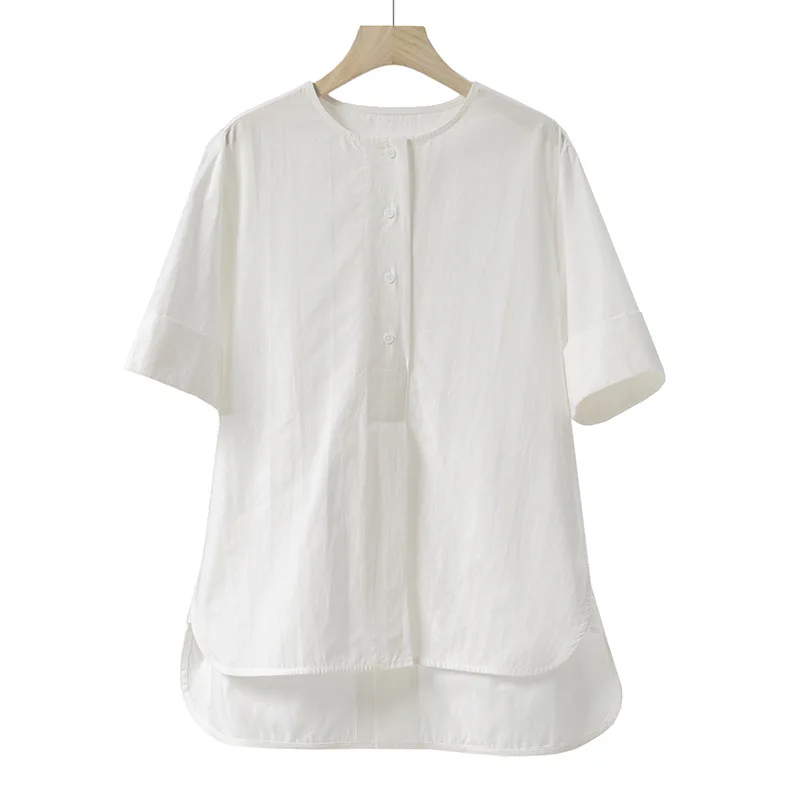 

Блузка женская оверсайз из хлопка с коротким рукавом