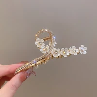 yamega big gold metal flower hair claws clips for women clamps clip rhinestone claw pins headwear korean fashion accessories