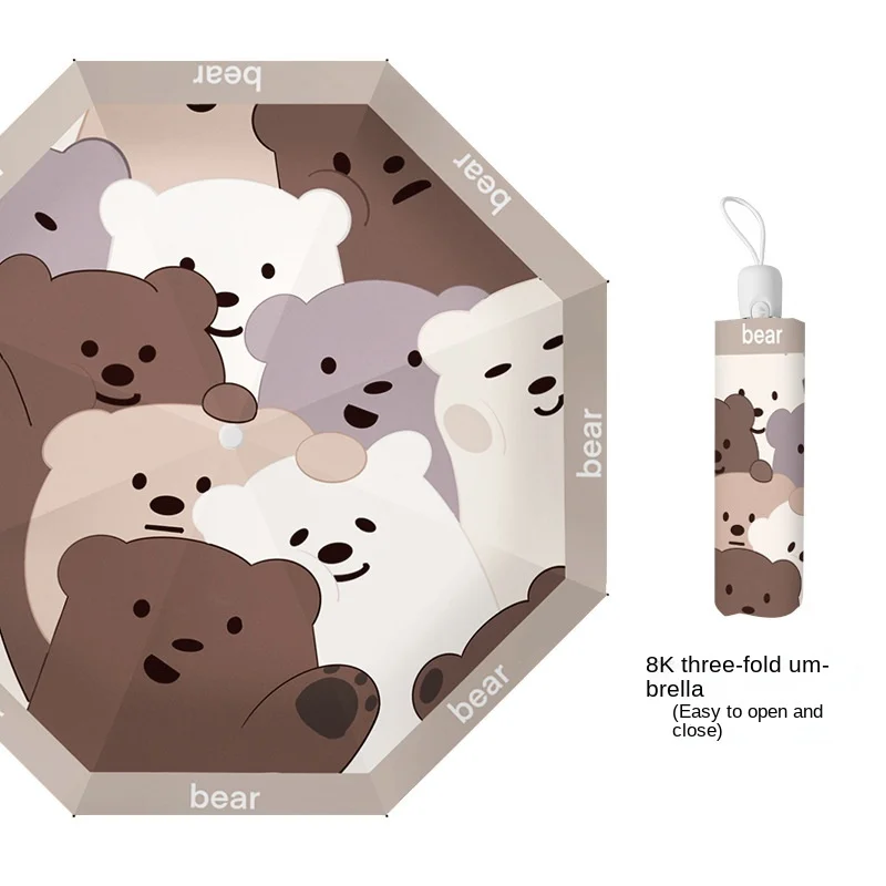 Pаспродажа Милый мультяшный Мишка Ins Солнечный зонт двойного использования детский Автоматический легкий складной солнцезащитный Зонт с защитой от У...
