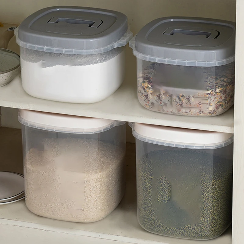 

PP Sealed Rice Bucket Household Metering Miscellaneous Grain Bucket Plastic Transparent Rice Storage Box
