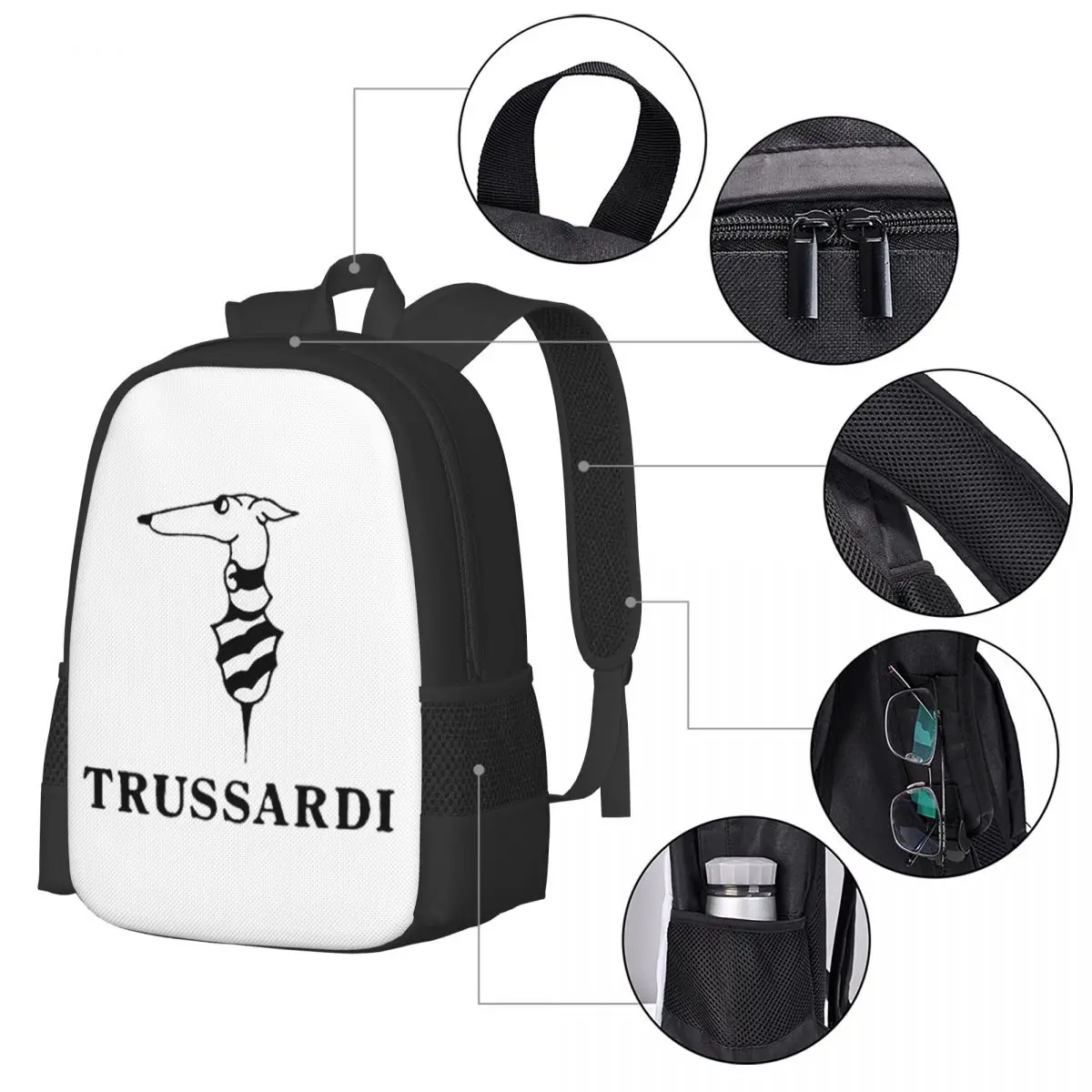Фото Рюкзак Trussardis с логотипом для студентов, школьный рюкзак, походный рюкзак для путешествий, модный рюкзак для мальчиков и девочек, сумка через плечо №4