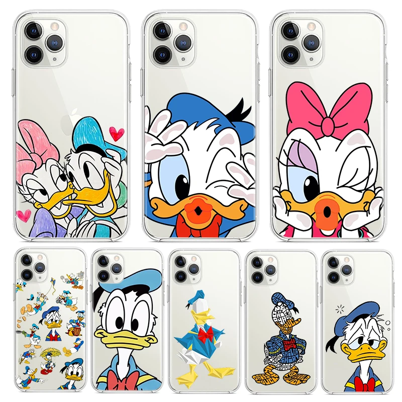

Donald Duck Disney For Apple iPhone 7 8 X XR XS 11 12 13 Pro Max Mini Plus luxury Transparent TPU Non-slip Phone Case