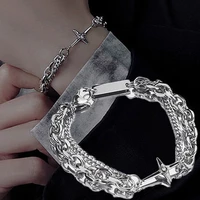 silver chains star khop bracelet ins punk hip hop bangle women girls cute bear pendant couple bracelets party jewelry gift