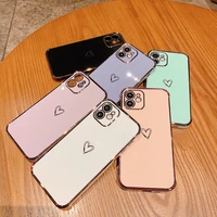 fashion cute love heart shape plating edge silicone case shockproof soft tpu back cover protective case heart pattern for iphone