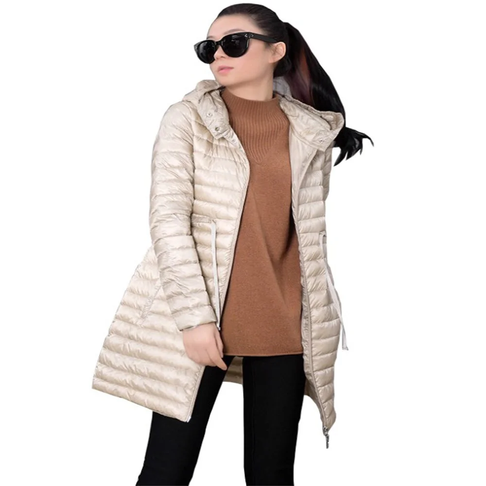

2022 Winter Hooded Down Jacket Large Size Slim Long