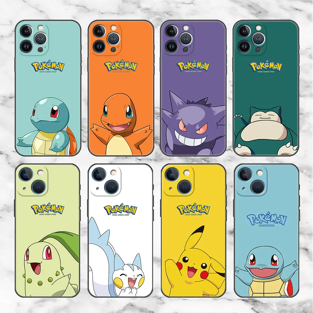 

Pikachu Charmander Gengar Phone case For Apple iPhone 13 14 12 11 Pro Max 6 6S 7 8 Plus 13 mini X XR XS max Luxury Celular Cover